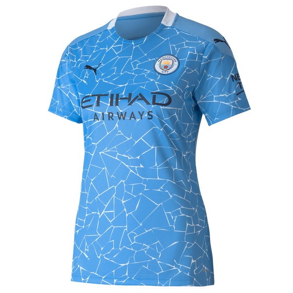 Camiseta Manchester City Replica Primera Ropa Mujer 2020/21 Azul